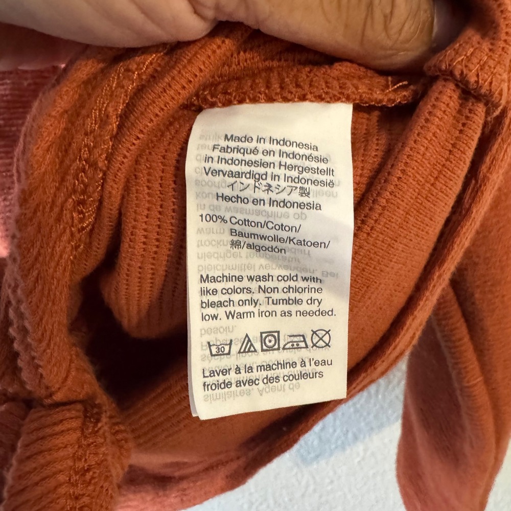 Madewell Texture Thread Rust‎ Orange Long Sleeve Tie Front V Neck Sweater XS - Picture 3 of 8